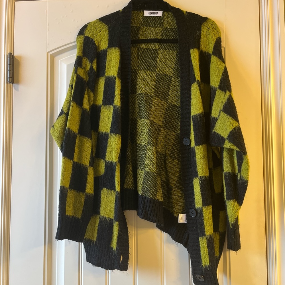 Daydreamer Black and Yellow Checkered Cardigan